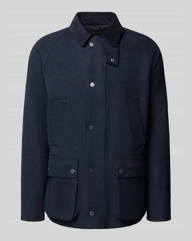 Barbour Regular Fit Wolljacke mit Cord-Besatz Modell 'BEDALE Marine