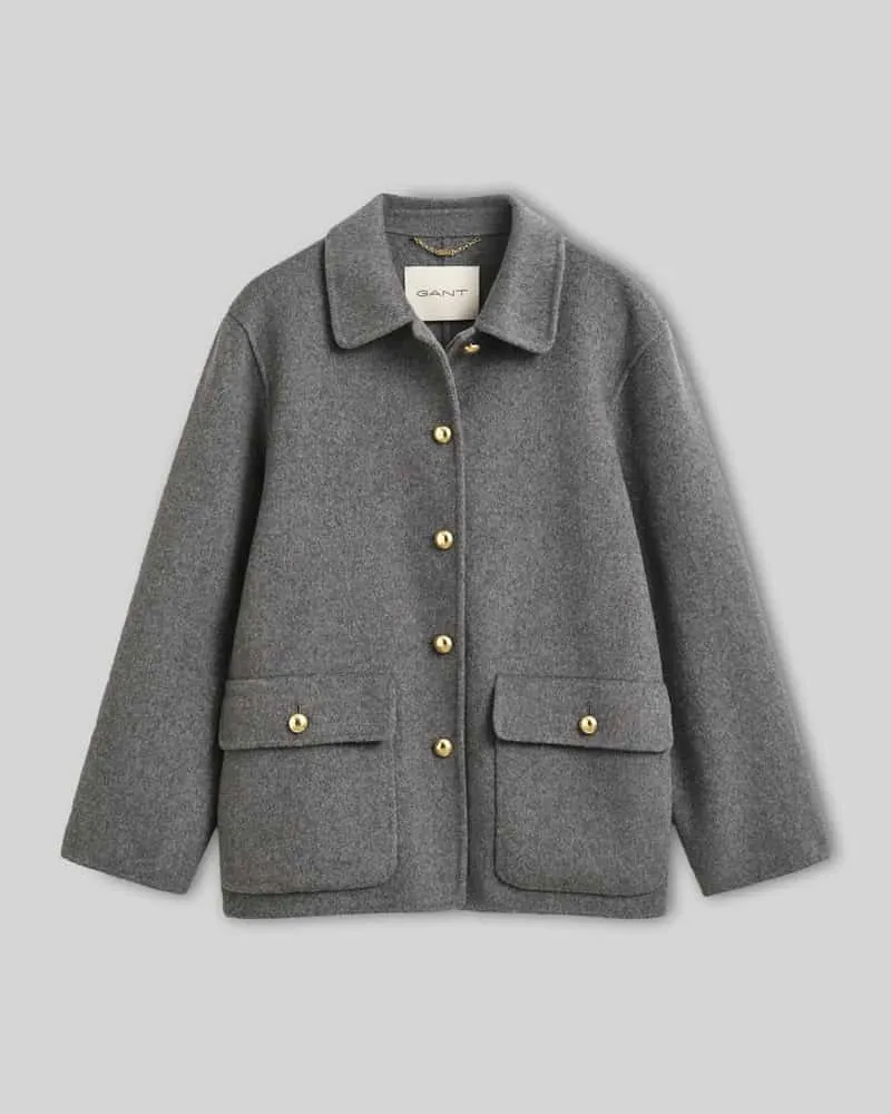 Gant Regular Fit Kurzmäntel aus Woll-Cashmere-Mix Graphit