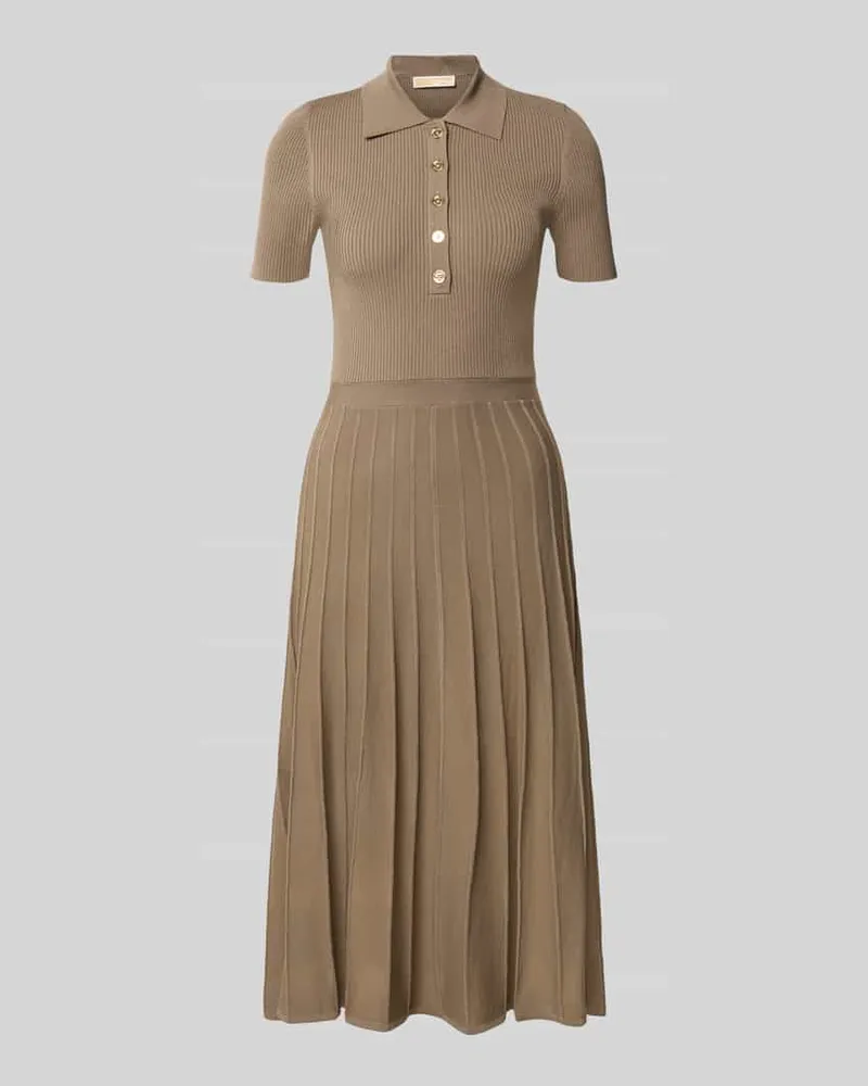 Michael Kors Polokleid aus Viskose-Mix mit Knopfleiste Beige