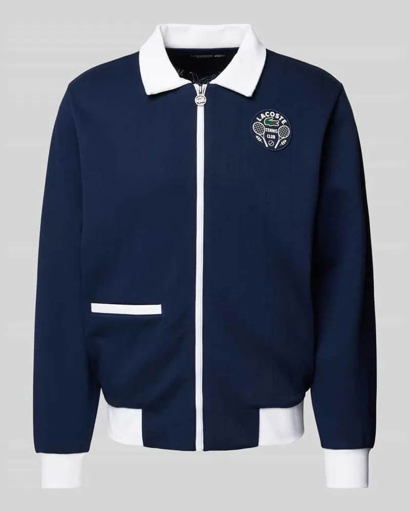 Lacoste Sweatjacke mit Label-Badge Dunkelblau