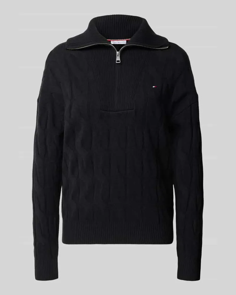 Tommy Hilfiger Relaxed Fit Troyer aus reiner Wolle Black