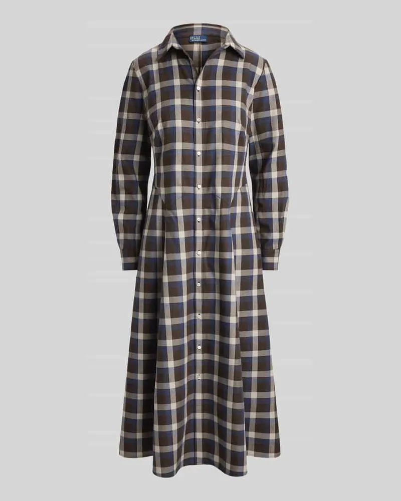 Ralph Lauren Midikleid aus reiner Baumwolle Mittelbraun