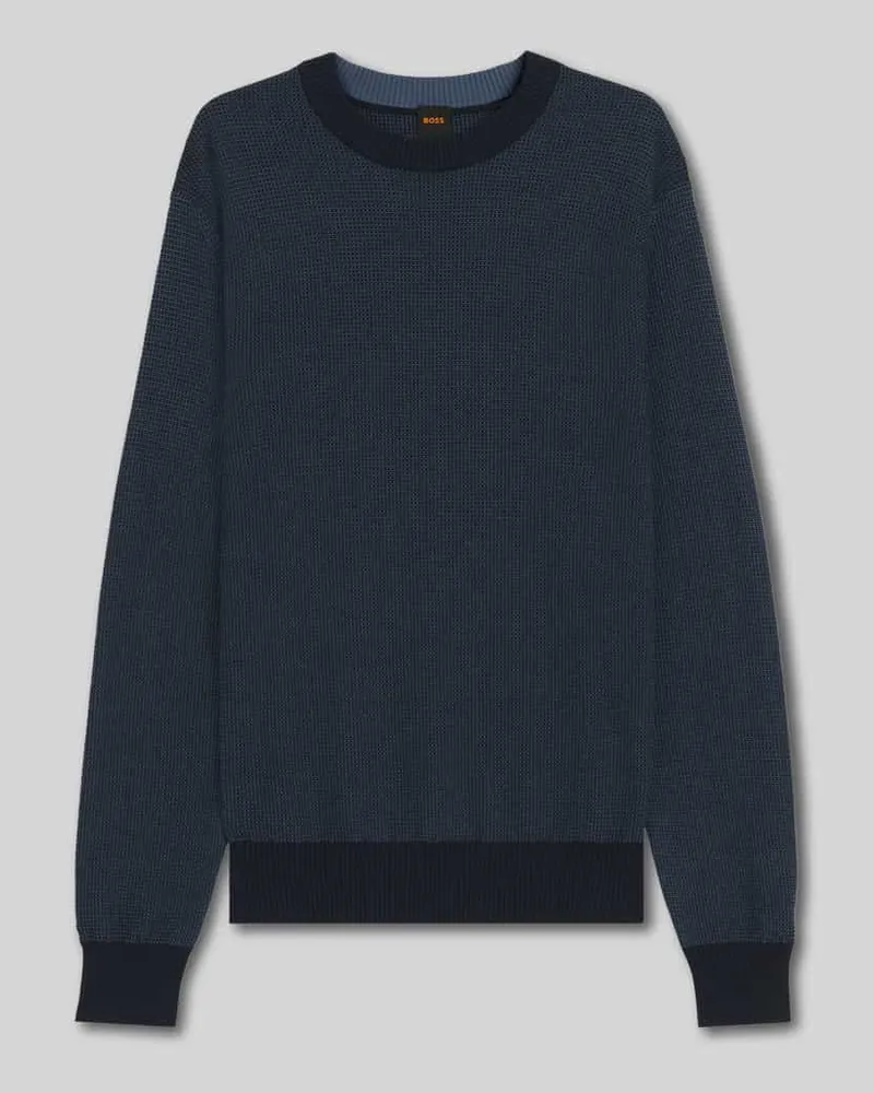 HUGO BOSS Regular Fit Strickpullover aus Baumwoll-Kapok-Mix Modell 'KLAPOK Marine