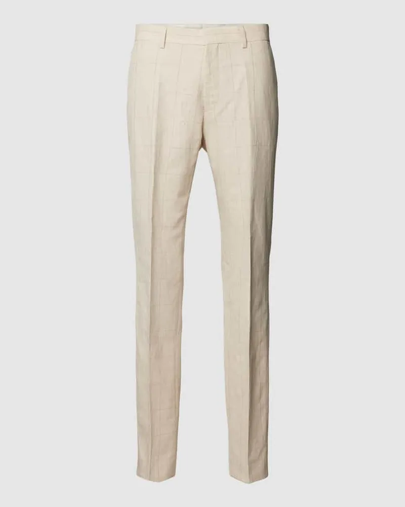 HUGO BOSS Slim Fit Anzughose mit Leinen-Anteil Modell 'LENON Beige