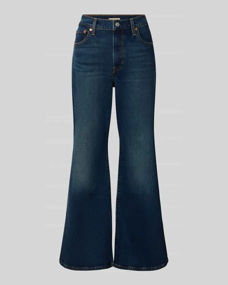 Levi's Bootcut Jeans aus Baumwoll-Mix Modell 'RIBCAGE FLARE Dunkelblau