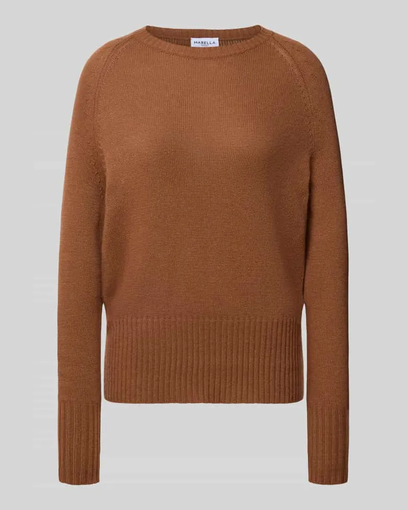 MARELLA Relaxed Fit Strickpullover mit Woll-Anteil Camel