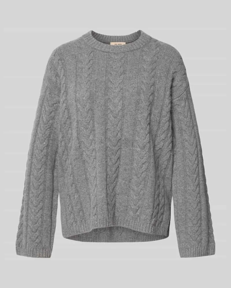 Mos Mosh Wollpullover mit Zopfmuster Modell 'Bryndis Dunkelgrau