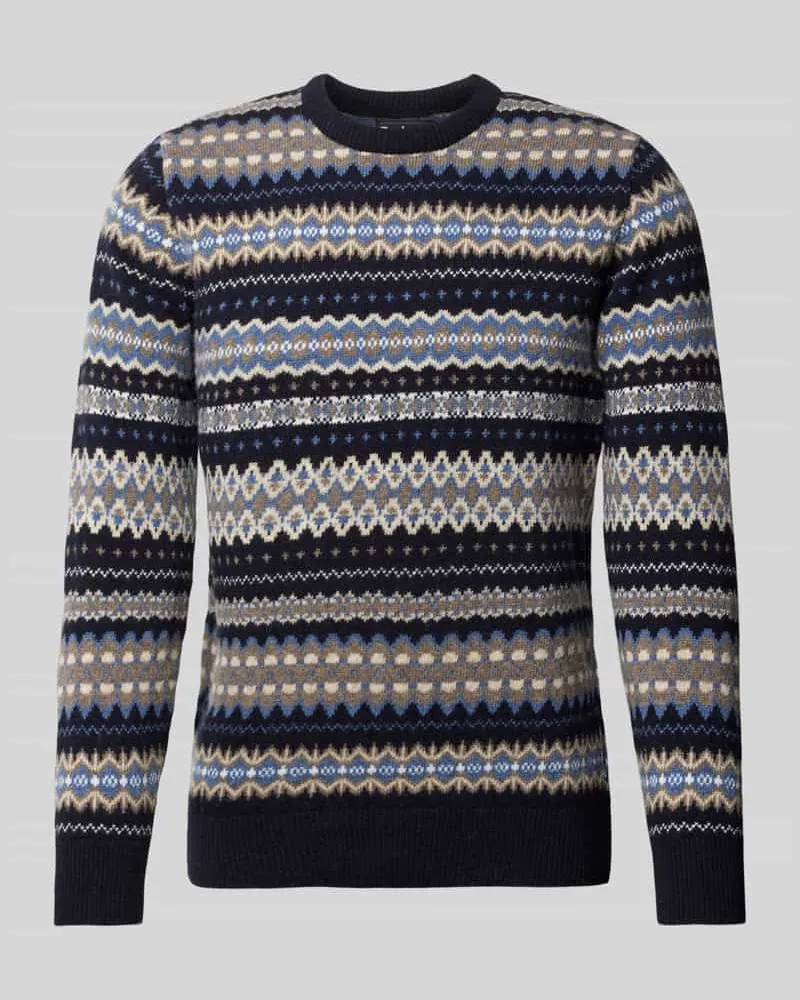Barbour Strickpullover mit Rundhalsausschnitt Modell 'Case Fairisle Marine
