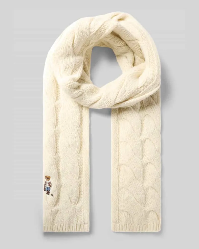 Ralph Lauren Schal mit Winterbär-Stickerei Offwhite