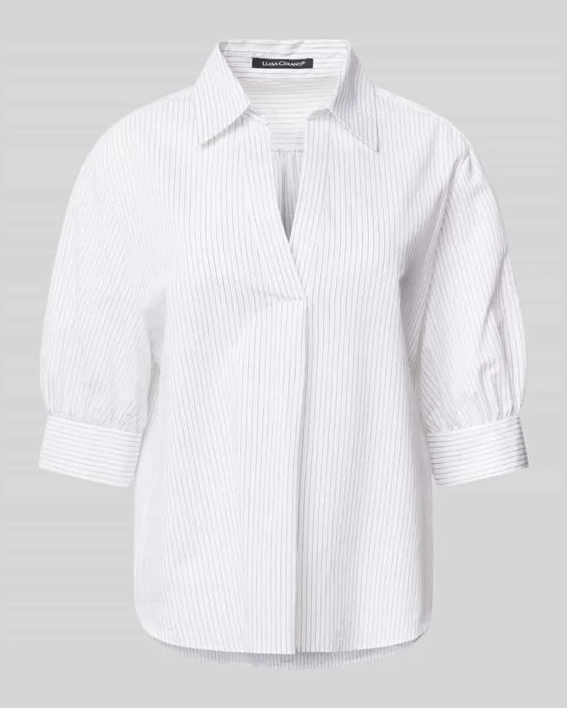 Luisa Cerano Regular Fit Bluse mit V-Ausschnitt Offwhite