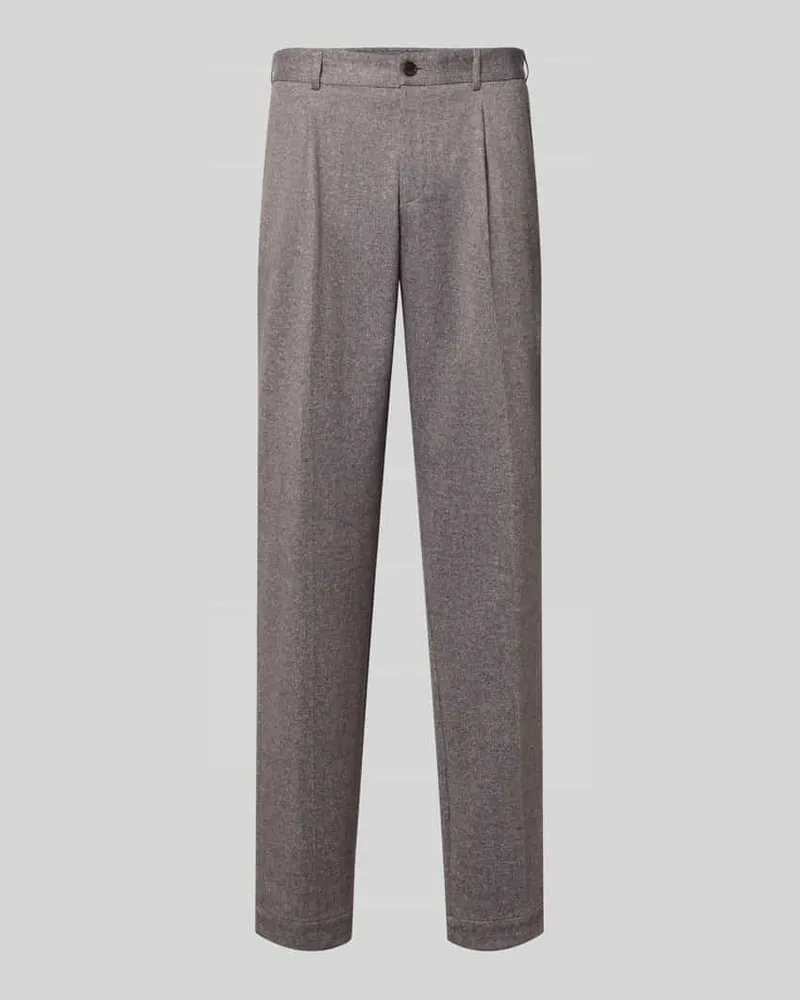 Bugatti Straight Fit Stoffhose mit Baumwoll-Anteil Mittelbraun