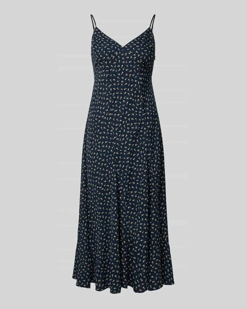 Ralph Lauren Knielanges Kleid mit abgerundetem V-Ausschnitt Dunkelgruen