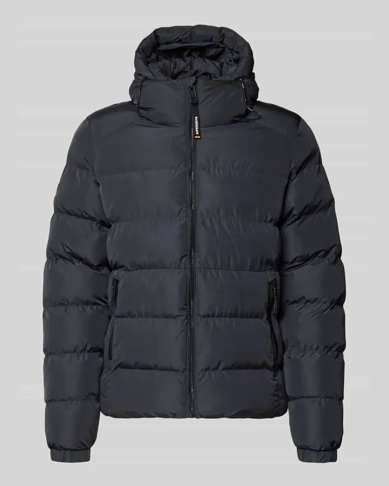 Superdry. Steppjacke mit Label-Stitching und Kapuze Graphit