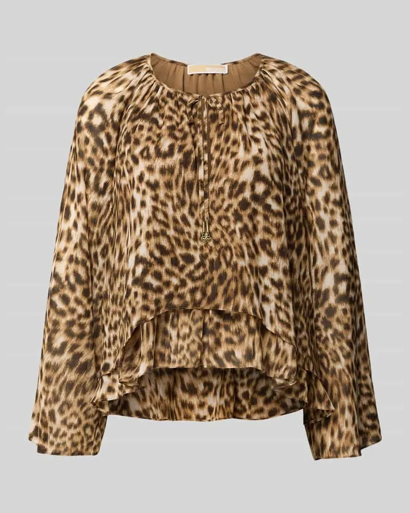 Michael Kors Regular Fit Bluse im Allover-Look mit Schnürung Camel