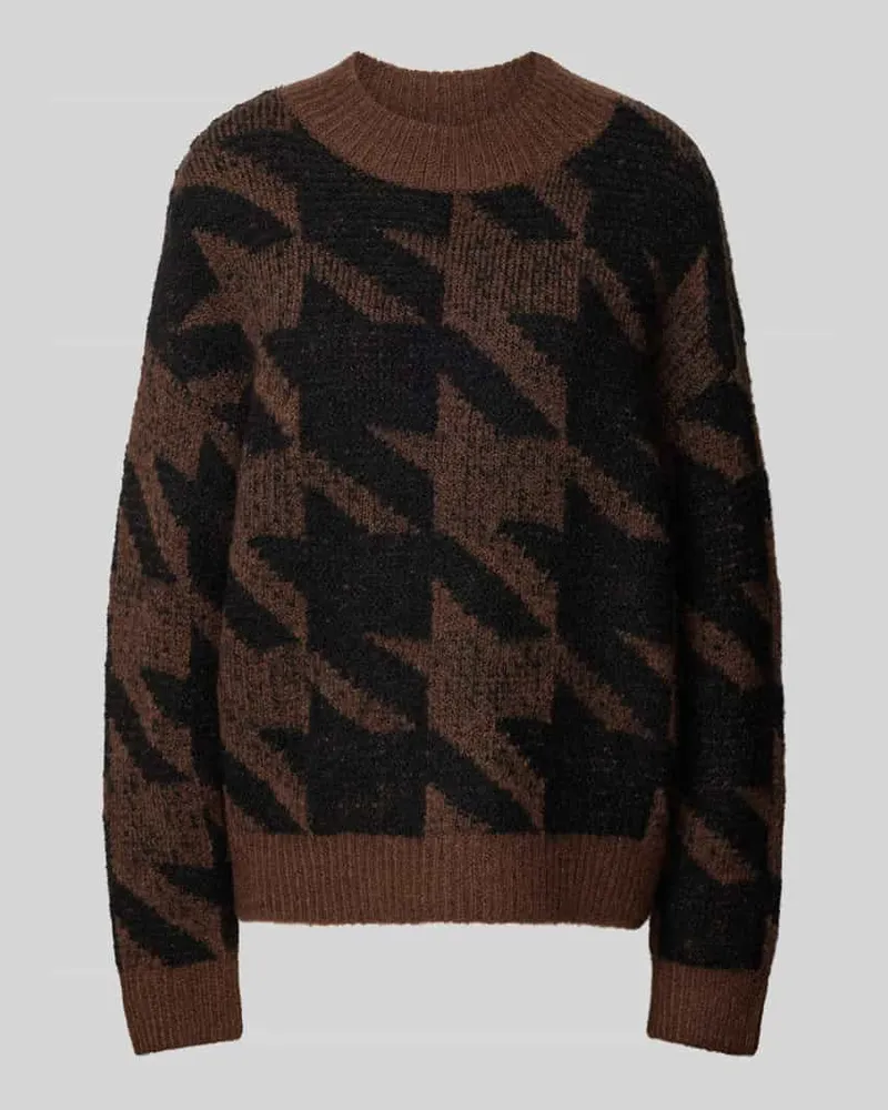 Marc O'Polo Strickpullover mit Rundhalsausschnitt Dunkelbraun