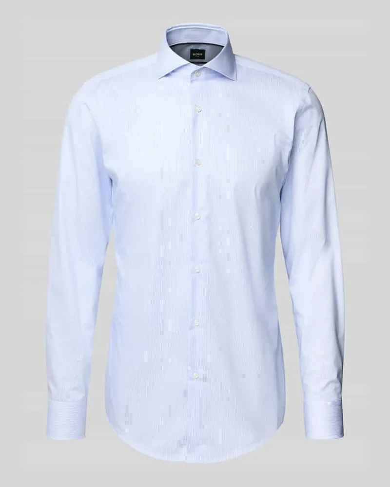 HUGO BOSS Slim Fit Businesshemd aus reiner Baumwolle Bleu