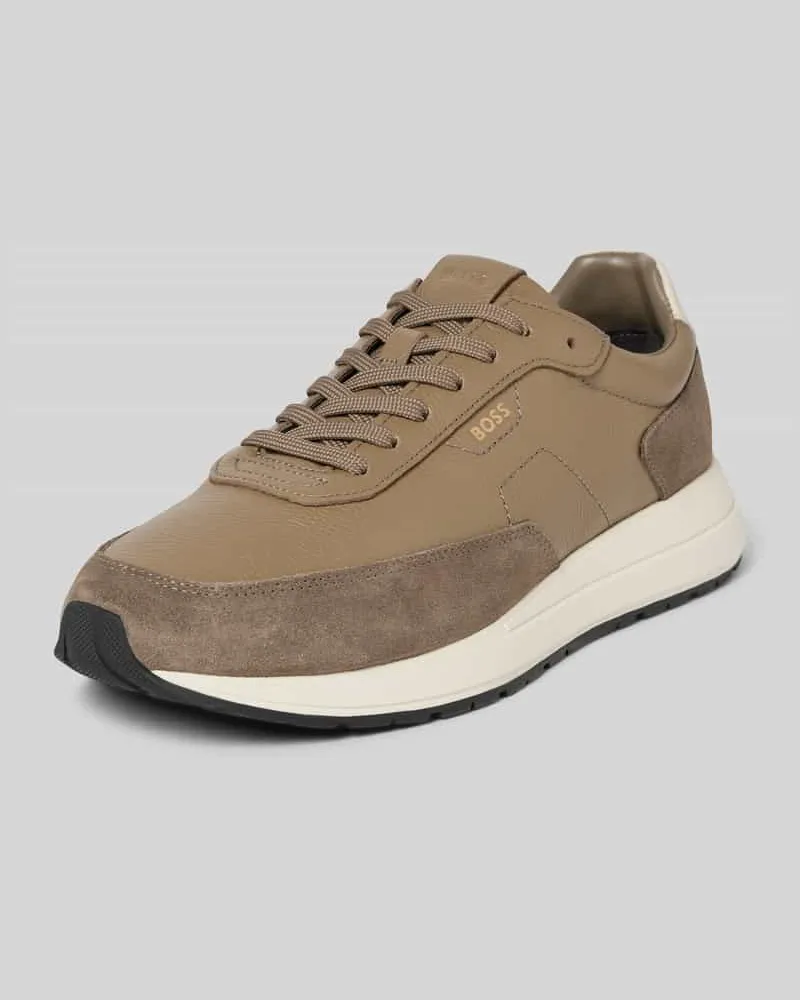 HUGO BOSS Low Top Sneaker aus echtem Leder Modell 'VINSTON Taupe