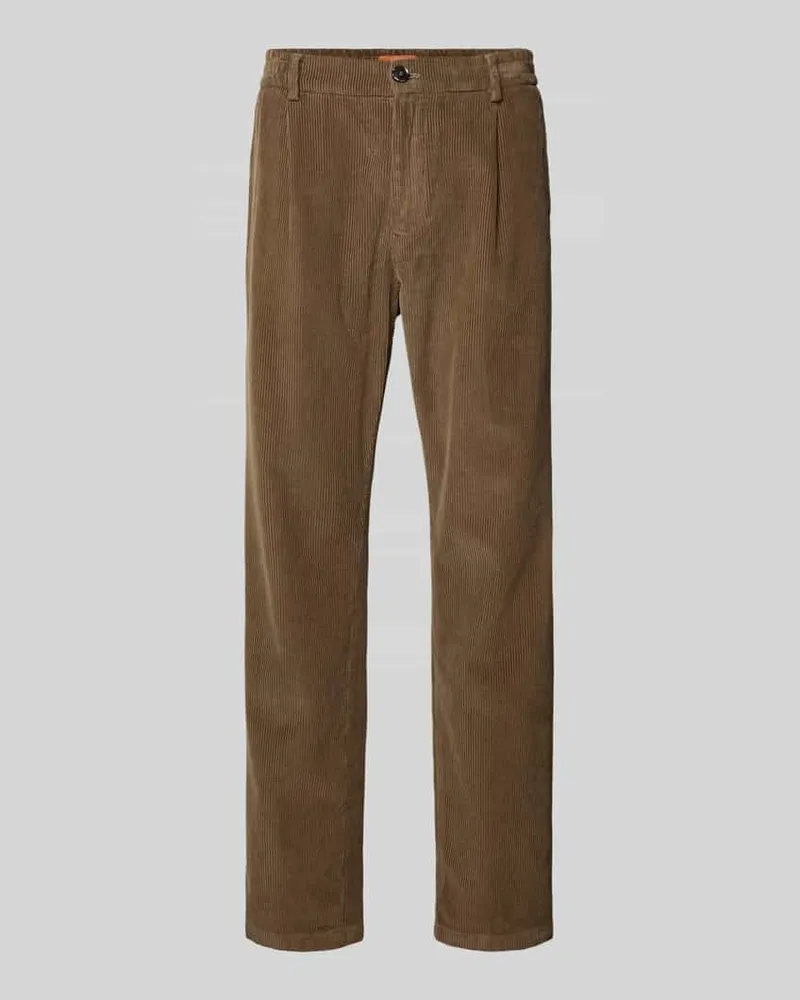 CRUNA Straight Fit Cordhose mit Bundfalten Modell 'Mitte Taupe