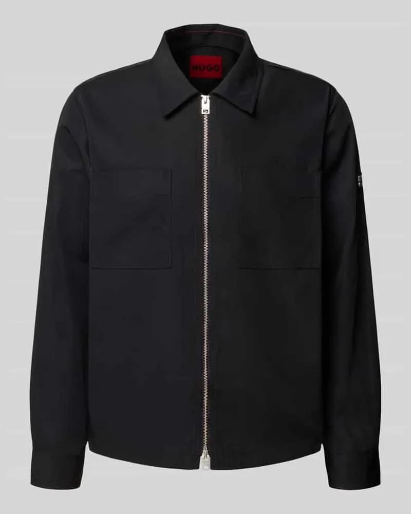 HUGO BOSS Regular Fit Jacke mit Stehkragen Modell 'EVALOM Black