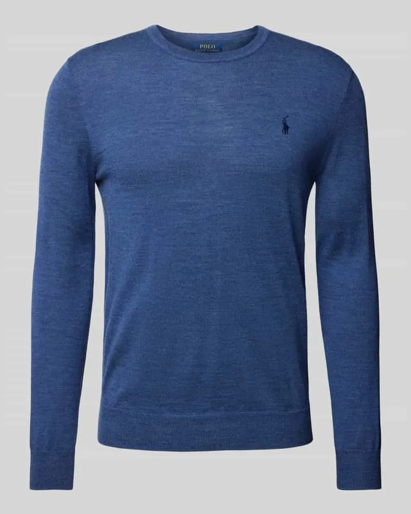 Ralph Lauren Slim Fit Strickpullover aus reiner Wolle Rauchblau