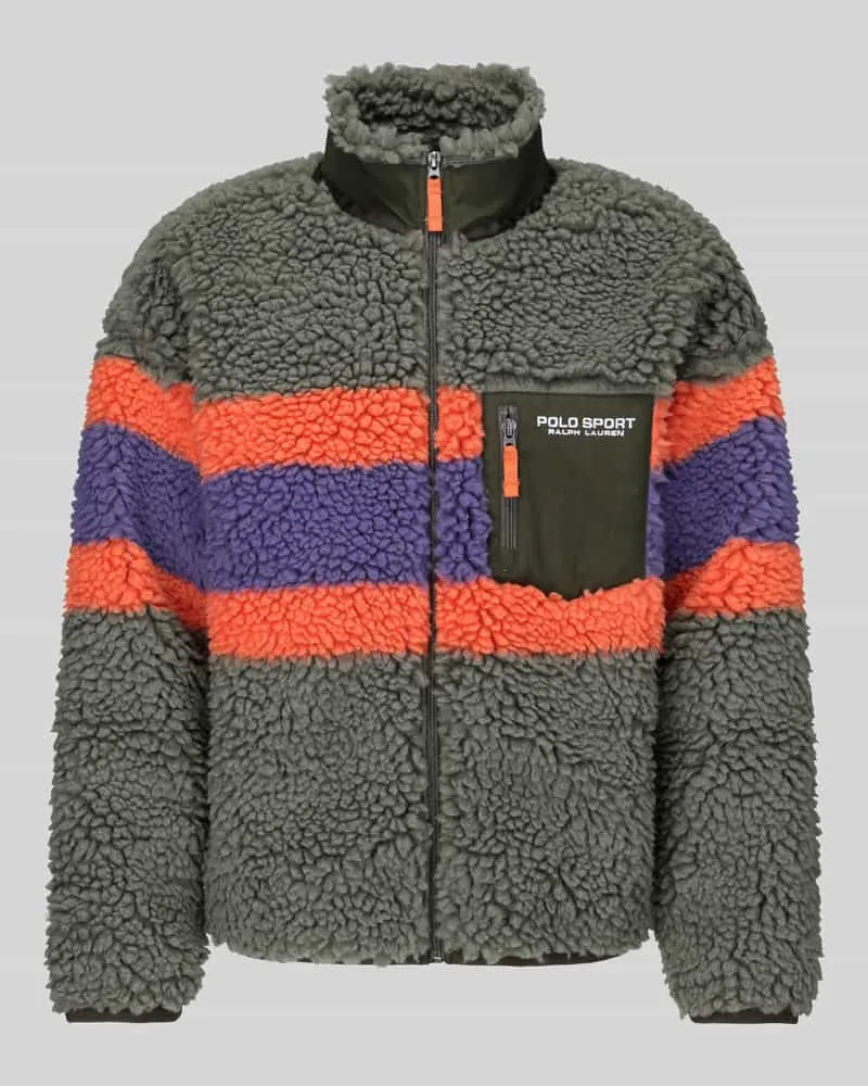 Ralph Lauren Teddyjacke mit kontrastierender Brusttasche Oliv
