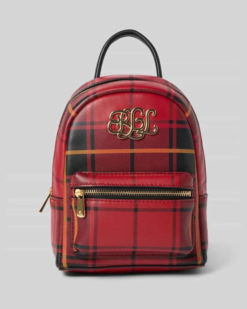 Ralph Lauren Rucksack mit Tartan-Karo und Label-Applikation Bordeaux
