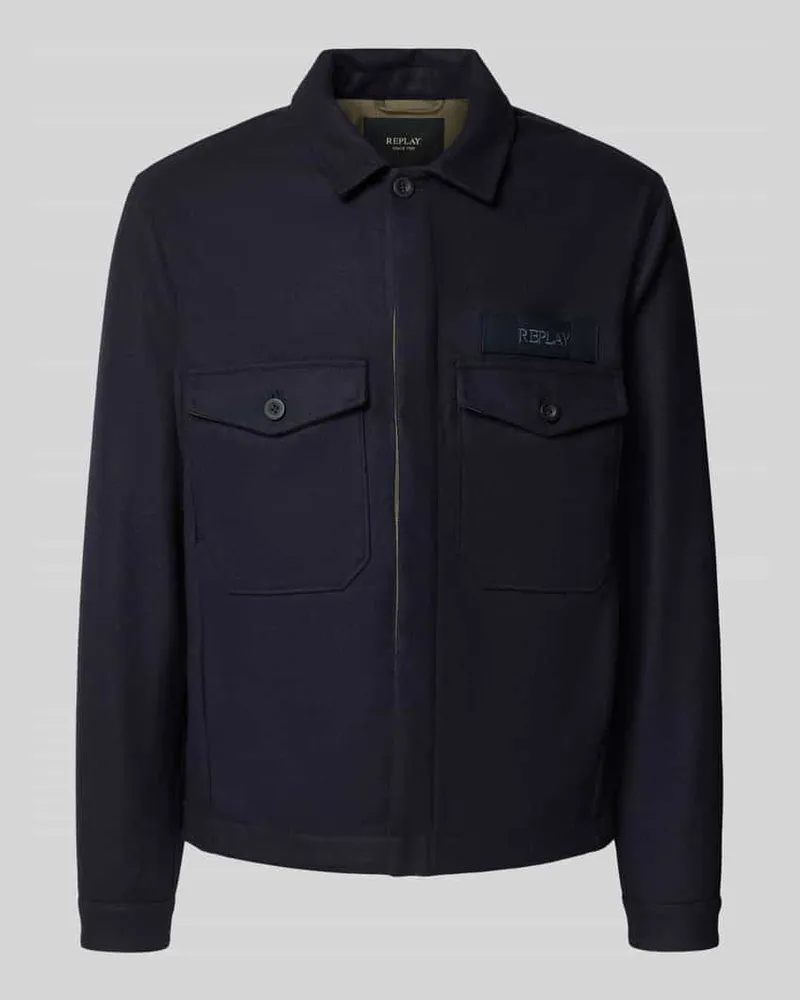 Replay Jacke mit Kentkragen Dunkelblau