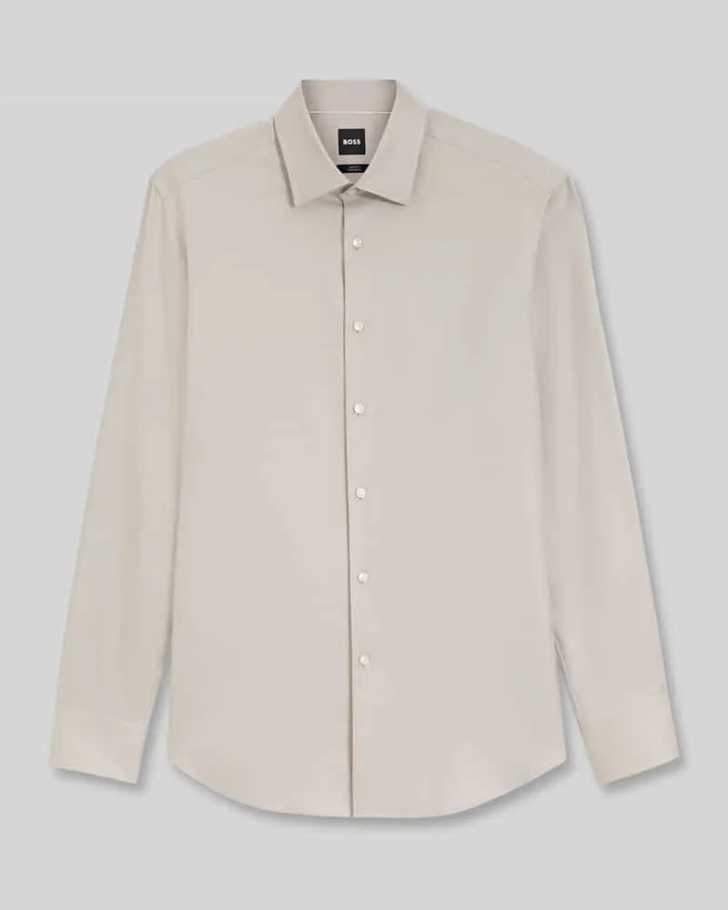 HUGO BOSS Slim Fit Businesshemd aus reiner Baumwolle Modell 'H-HANK-K Sand
