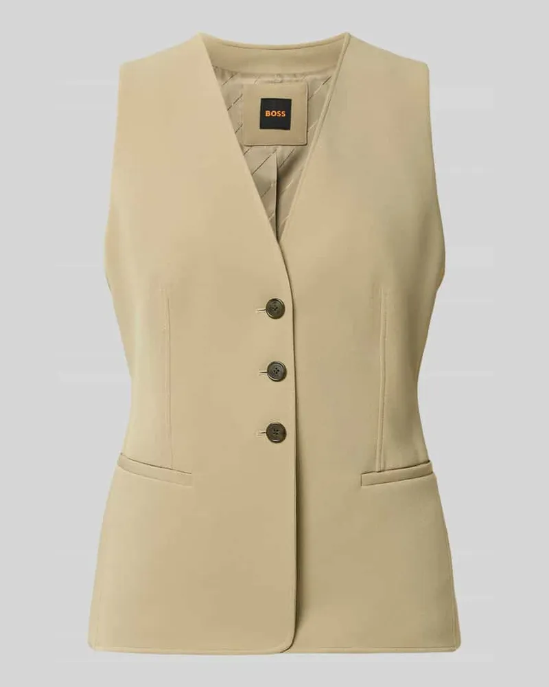 HUGO BOSS Slim Fit Weste mit einreihiger Knopfleiste Modell 'C_Javesta1 Schilf