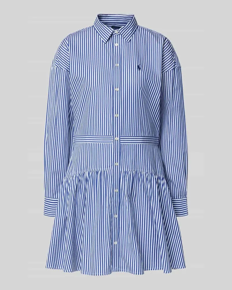 Ralph Lauren Hemdblusenkleid in Minilänge mit Logo-Stitching Bleu
