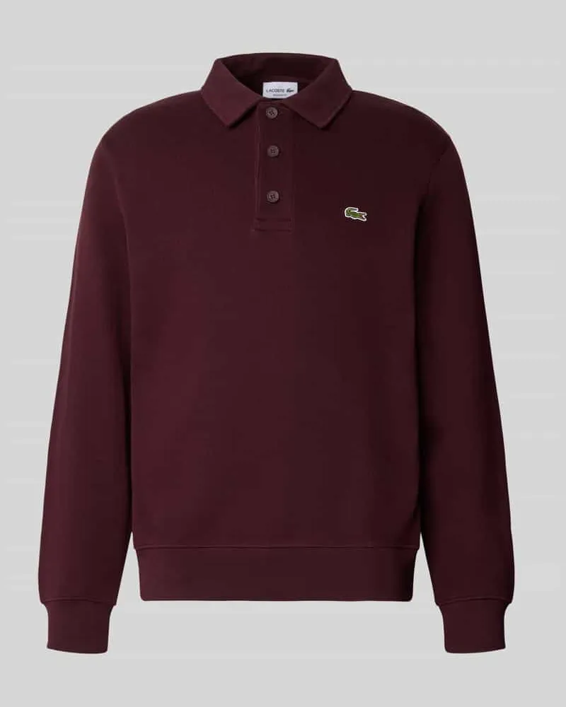 Lacoste Regular Fit Sweatshirt aus reiner Baumwolle Bordeaux