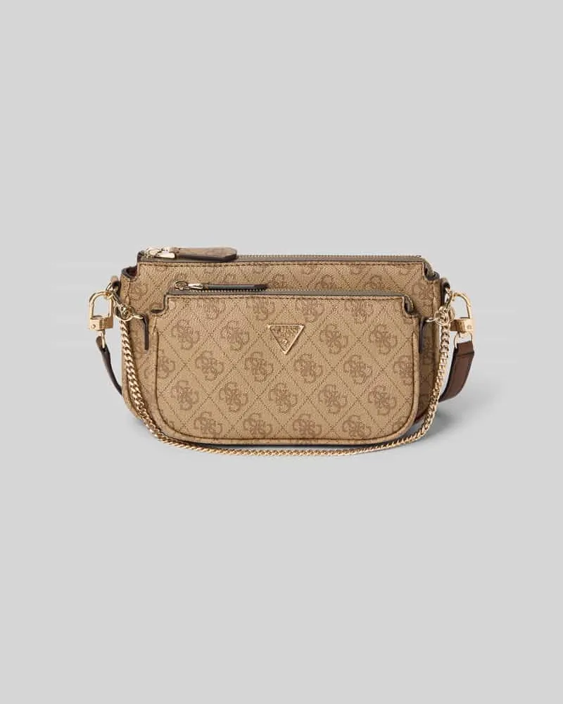 Guess Pouch mit Label-Applikation Modell 'NOELLE II Hellbraun