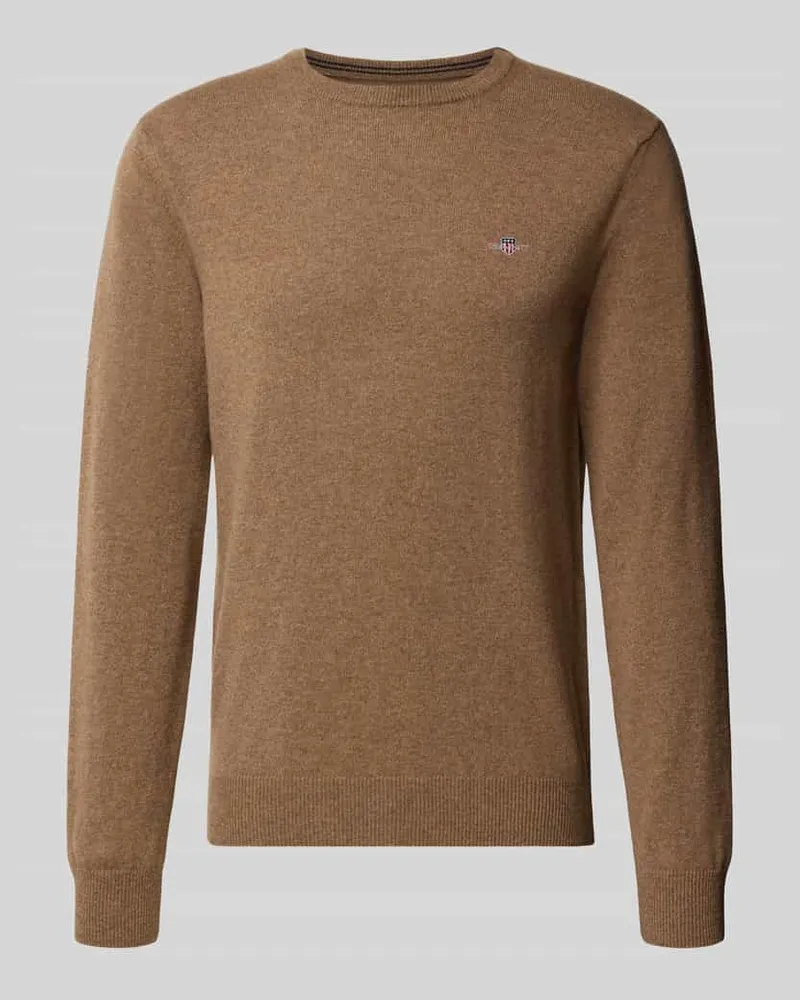 Gant Regular Fit Pullover aus reiner Wolle Hellbraun