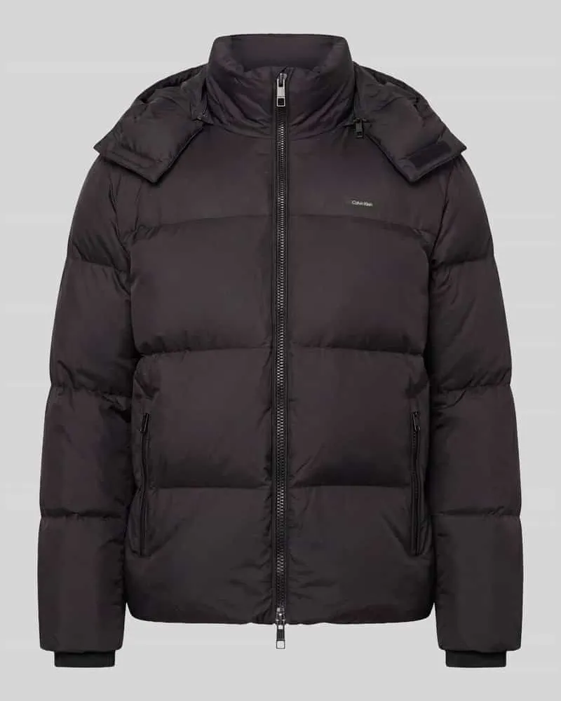Calvin Klein Regular Fit Daunenjacke mit abnehmbarer Kapuze Black