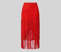 Lederrock mit Fransen und rückseitigem Reißverschluss