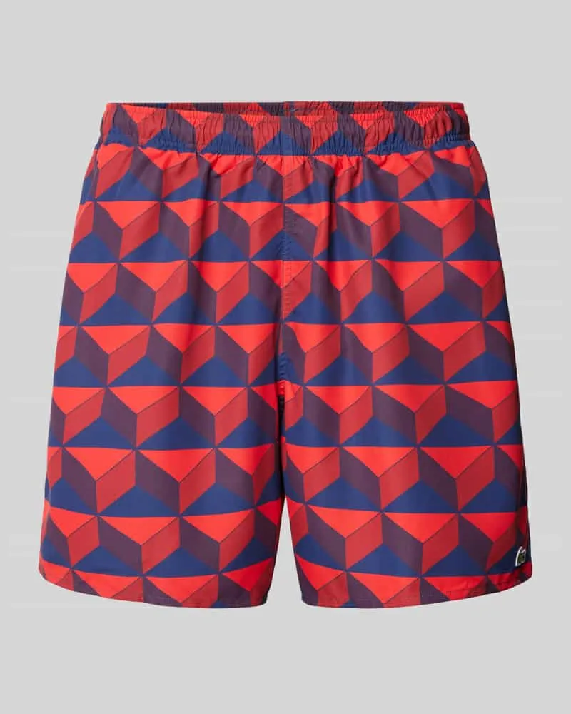 Lacoste Shorts mit Allover-Muster Rot