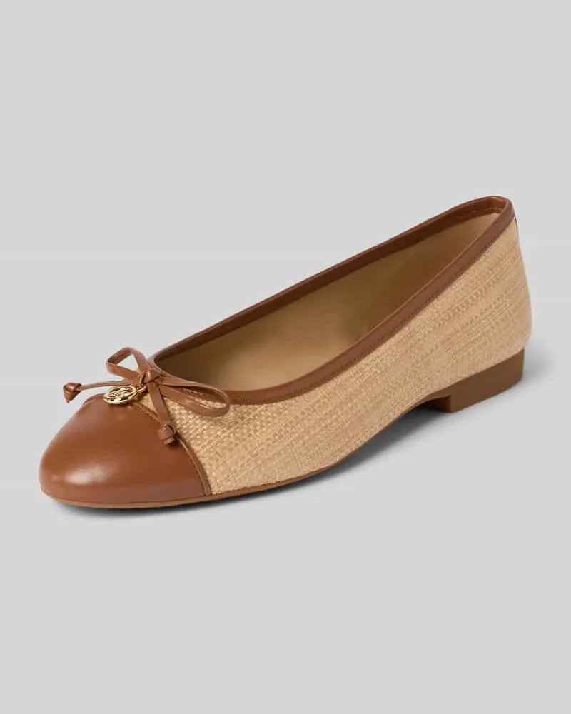 Michael Kors Ballerinas aus Leder-Textil-Mix Modell 'PIPER FLEX BALLET Cognac