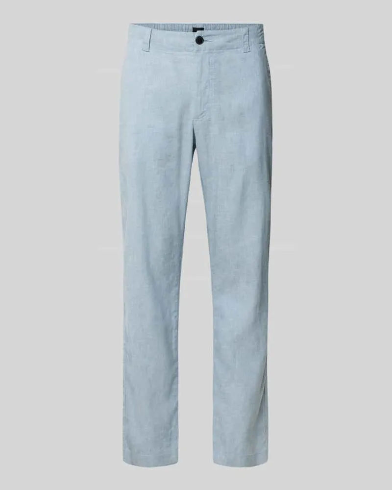 HUGO BOSS Regular Fit Leinenhose aus Leinen-Mix Modell 'Sanderson-L-3 Hellblau