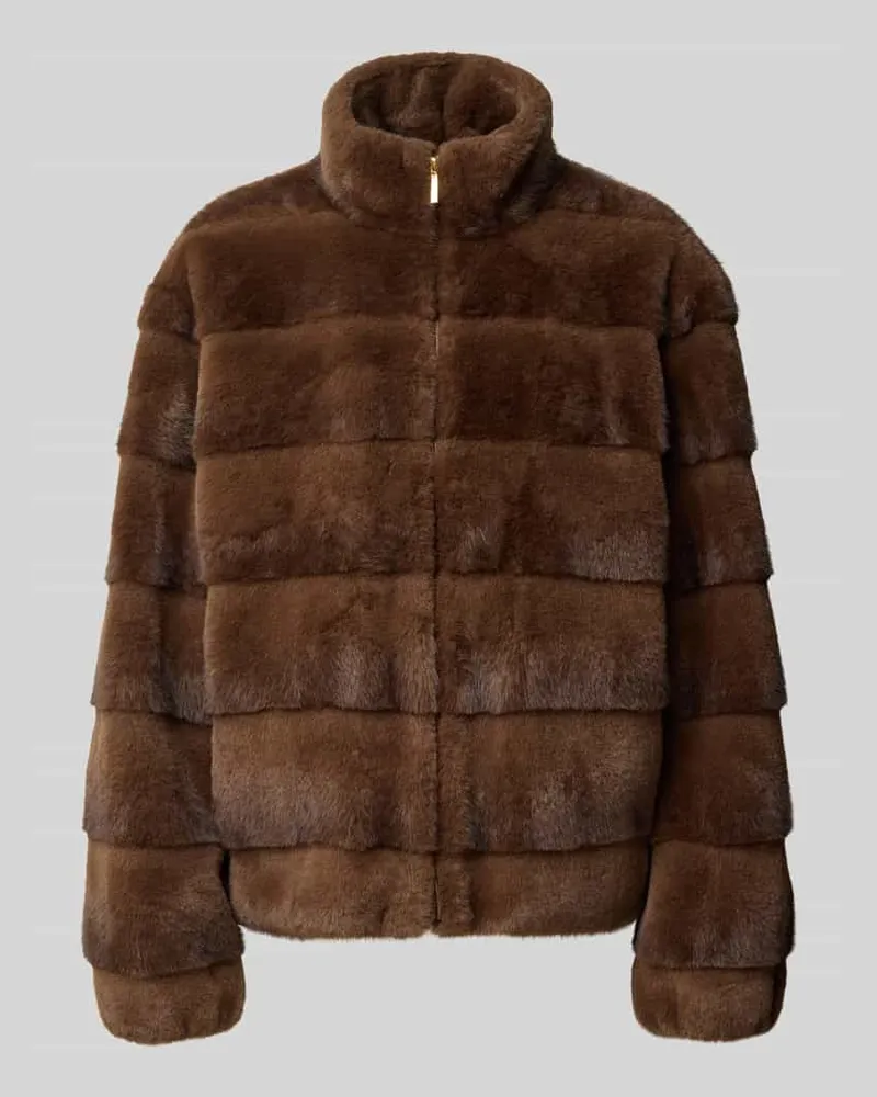 PETITE M. Regular Fit Jacke aus Kunstfell Dunkelbraun