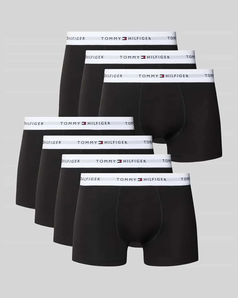 Tommy Hilfiger Regular Fit Trunks aus Baumwoll-Mix im 7er-Pack Black