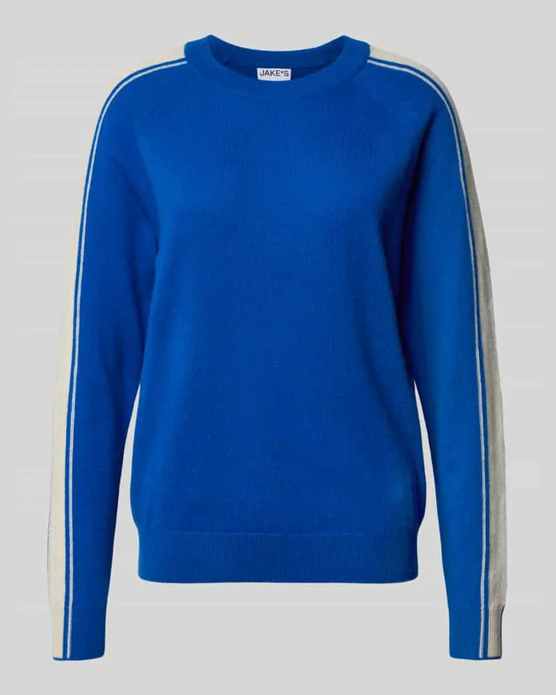 JAKE*S Strickpullover aus Kaschmir mit Kontraststreifen Blau