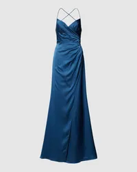 LUXUAR Abendkleid mit gekreuzter Schnürung auf der Rückseite Rauchblau