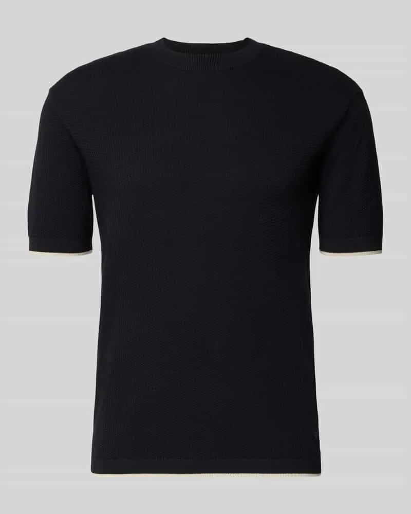 Emporio Armani Strickshirt mit Strukturmuster und Rundhalsausschnitt Marine