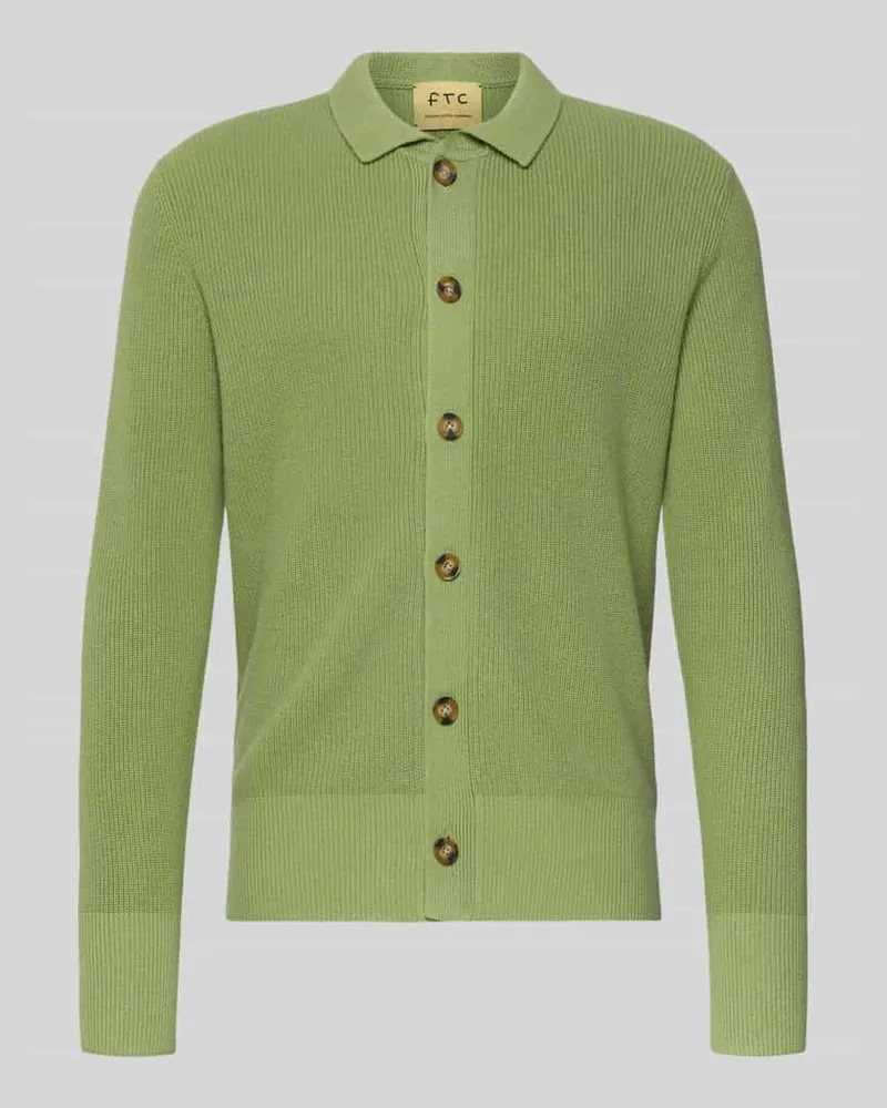 FTC Cashmere Regular Fit Strickjacke mit Kaschmir-Anteil Gruen