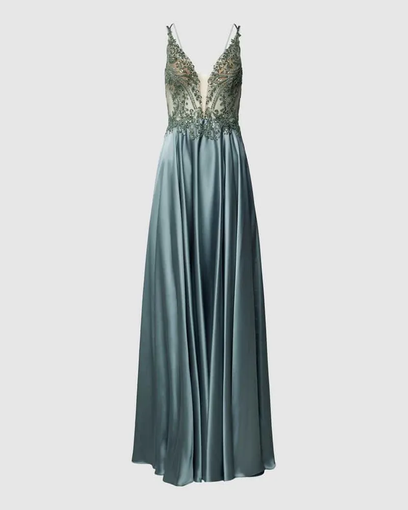 LUXUAR Abendkleid mit Paillettenbesatz Silber