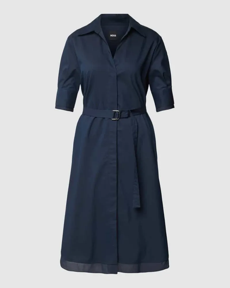 HUGO BOSS Midikleid mit Taillengürtel Modell 'Dacketa Marine