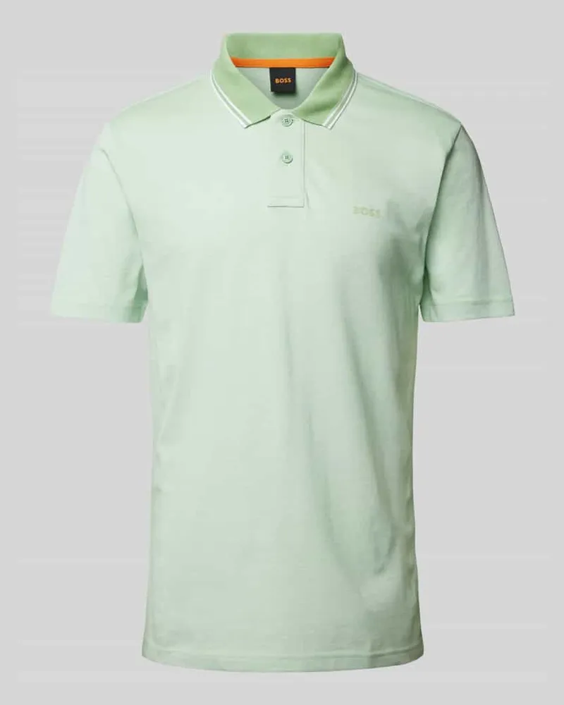 HUGO BOSS Slim Fit Poloshirt mit Label-Print Hellgruen