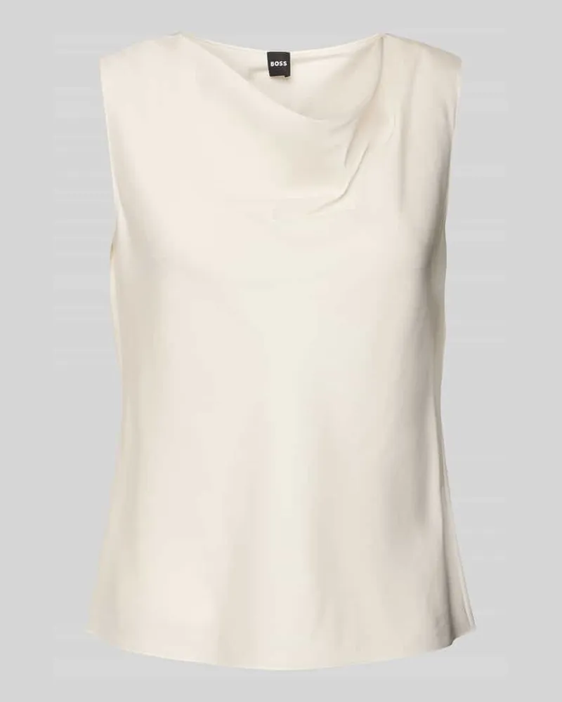 HUGO BOSS Regular Fit Seidenblusentop mit Wasserfall-Ausschnitt Offwhite