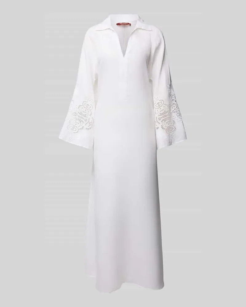 Max Mara Leinenkleid mit Lochstickerei Modell 'STRANO Weiss