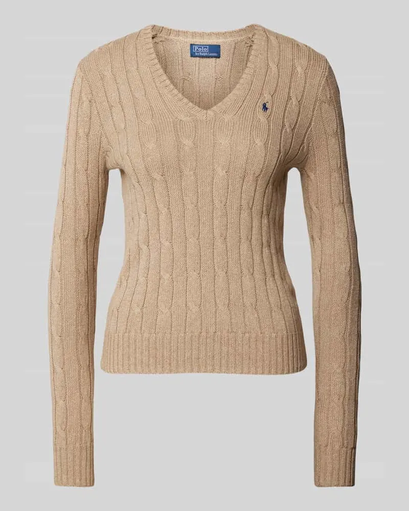 Ralph Lauren Strickpullover mit Zopfmuster Modell 'KIMBERLY Camel